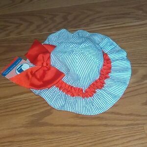 Mudpie  Blue seersucker sun hat  0-12 months NWT